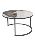 Couchtisch Dolce Vita Ø75 x 43 cm, Platte Marmoroptik Calcatta, Gestell Stahl schwarz, Schrägansicht