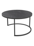 Couchtisch Dolce Vita Ø75 x 43 cm, Platte Marmoroptik Marquina, Gestell Stahl schwarz, Schrägansicht
