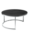 Couchtisch Dolce Vita Ø75 x 38 cm, Platte Titan, Gestell Edelstahl gebürstet, Schrägansicht