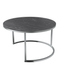 Couchtisch Dolce Vita Ø75 x 43 cm, Platte Marmoroptik Marquina, Gestell Edelstahl gebürstet, Schrägansicht