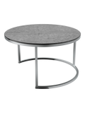 Couchtisch Dolce Vita Ø75 x 43 cm, Platte Silver, Gestell Edelstahl gebürstet, Schrägansicht