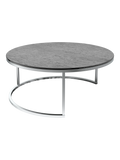Couchtisch Dolce Vita Ø90 x 38 cm, Platte Silver, Gestell Edelstahl gebürstet, Schrägansicht