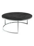 Couchtisch Dolce Vita Ø90 x 38 cm, Platte Titan, Gestell Edelstahl gebürstet, Schrägansicht