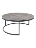 Couchtisch Dolce Vita Ø90 x 38 cm, Platte Zementgrau, Gestell Stahl schwarz, Schrägansicht