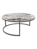 Couchtisch Dolce Vita Ø90 x 38 cm, Platte Marmoroptik Calcatta, Gestell Stahl schwarz, Schrägansicht
