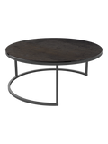 Couchtisch Dolce Vita Ø90 x 38 cm, Platte Rostbraun, Gestell Stahl schwarz, Schrägansicht