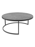 Couchtisch Dolce Vita Ø90 x 38 cm, Platte Silver, Gestell Stahl schwarz, Schrägansicht