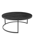 Couchtisch Dolce Vita Ø90 x 38 cm, Platte Titan, Gestell Stahl schwarz, Schrägansicht