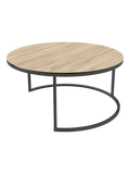 Couchtisch Dolce Vita Ø90 x 43 cm, Platte Eiche hell, Gestell Stahl schwarz, Schrägansicht