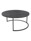 Couchtisch Dolce Vita Ø90 x 43 cm, Platte Marmoroptik Marquina, Gestell Stahl schwarz, Schrägansicht