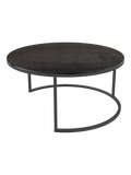 Couchtisch Dolce Vita Ø90 x 43 cm, Platte Rostbraun, Gestell Stahl schwarz, Schrägansicht