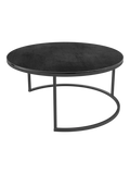 Couchtisch Dolce Vita Ø90 x 43 cm, Platte Titan, Gestell Stahl schwarz, Schrägansicht