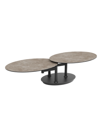 Couchtisch Alba Roulette, Platte Marmoroptik matt, im Raum