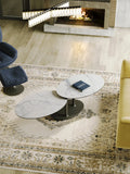 Couchtisch Alba Roulette, Platte Marmoroptik matt, im Raum