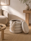 Brooklyn Pouf Bouclé, beige, mit Stauraum Pouf Living Nordic
