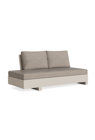 Edge Lounge Open Robustes Teak, Beige Bank rechts mit Kissen