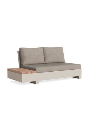 Edge Lounge Offene Bank rechts mit Tisch – Materialoptionen: Robustes Teak, Beige