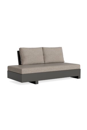 Edge Lounge Open Robustes Teak, Lava Bank rechts mit Kissen