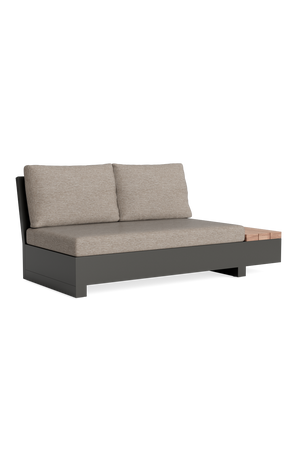 Edge Lounge Offene Bank links mit Tisch – Materialoptionen: Robustes Teak, Lava