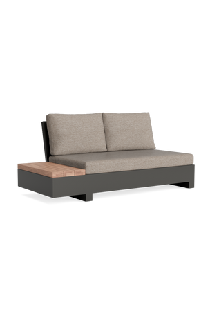Edge Lounge Offene Bank rechts mit Tisch – Materialoptionen: Robustes Teak, Lava