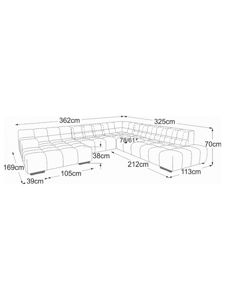 Ecksofa | Temple Sofa | "REC links + Element 105 ohne Armteil + Ecke + Element 70 ohne Armteil + 2HT rechts" - von designwerk online kaufen bei LIVINGforme.