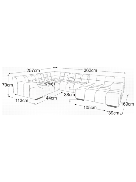Ecksofa | Temple Sofa | "Element Armteil links + Ecke + Element 105 ohne Armteil + REC rechts" - von designwerk online kaufen bei LIVINGforme.