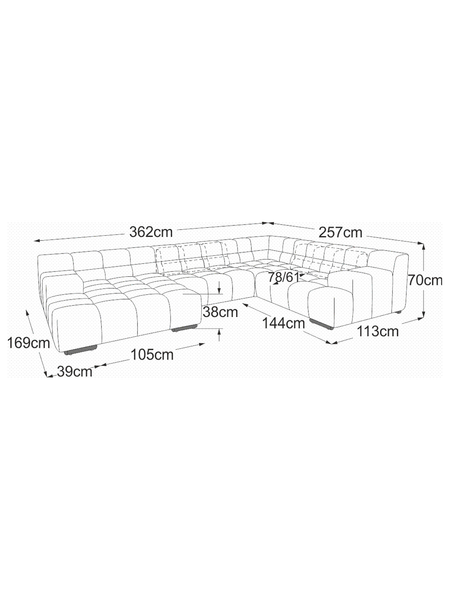 Ecksofa | Temple Sofa | "REC links + Element 105 ohne Armteil + Ecke + Element Armteil rechts" - von designwerk online kaufen bei LIVINGforme.