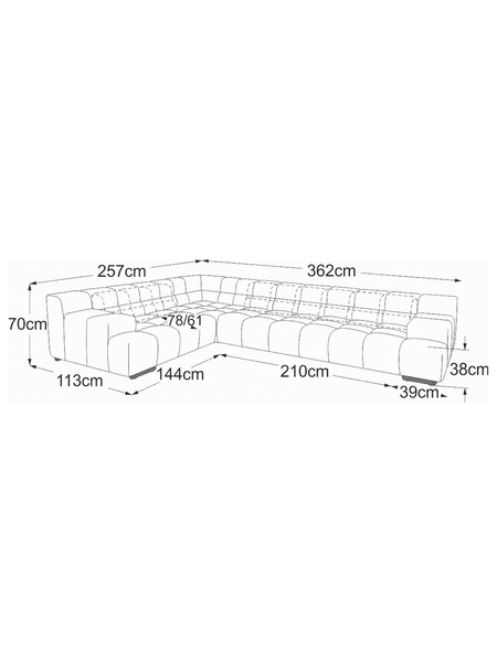 Ecksofa | Temple Sofa | "Element Armteil links + Ecke + Element 105 ohne Armteil + Element Armteil rechts" - von designwerk online kaufen bei LIVINGforme.