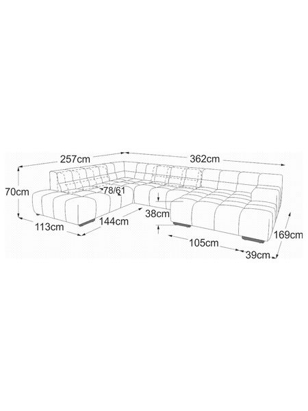 Ecksofa | Temple Sofa | "2HT links + Ecke + Element 105 ohne Armteil + REC rechts" - von designwerk online kaufen bei LIVINGforme.