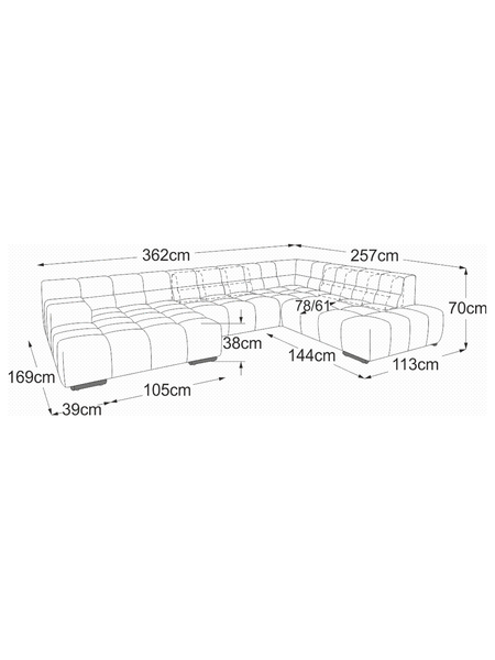 Ecksofa | Temple Sofa | "REC links + Element 105 ohne Armteil + Ecke + 2HT rechts" - von designwerk online kaufen bei LIVINGforme.