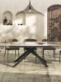 Esstisch Ria 160/240 x 100 x 76 cm, Platte Marmoroptik Calcatta, im Raum