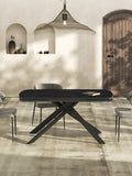 Esstisch Ria 160/240 x 100 x 76 cm, Platte Marmoroptik Marquina, im Raum