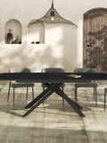 Esstisch Ria 160/240 x 100 x 76 cm, Platte Marmoroptik Marquina, im Raum