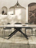 Esstisch Ria 160/240 x 100 x 76 cm, Platte Marmoroptik Fiorentino, im Raum
