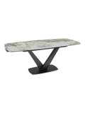 Esstisch Bristol 130/200 x 90 x 76 cm, Platte Marmoroptik Calcatta, ausgezogen