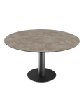 Esstisch New Luna 95/135 x 135 x H77/75 cm, Platte Zementgrau, Gestell schwarz, geschlossen, rund