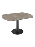 Esstisch New Luna 95/135 x 135 x H77/75 cm, Platte Zementgrau, Gestell schwarz, ausgezogen, oval