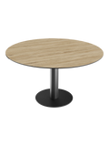 Esstisch New Luna 95/135 x 135 x H77/75 cm, Platte Eiche hell, Gestell schwarz, geschlossen, rund