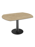 Esstisch New Luna 95/135 x 135 x H77/75 cm, Platte Eiche hell, Gestell schwarz, ausgezogen, oval