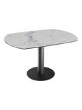 Esstisch New Luna 95/135 x 135 x H77/75 cm, Platte Marmoroptik matt, Gestell schwarz, ausgezogen, oval