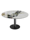 Esstisch New Luna 95/135 x 135 x H77/75 cm, Platte Marmoroptik Doro, Gestell schwarz, geschlossen, rund