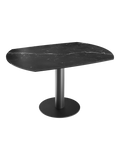 Esstisch New Luna 95/135 x 135 x H77/75 cm, Platte Marmoroptik Marquina, Gestell schwarz, ausgezogen, oval