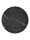 Esstisch New Luna 95/135 x 135 x H77/75 cm, Platte Marmoroptik Marquina, Gestell schwarz, Draufsicht, geschlossen, rund
