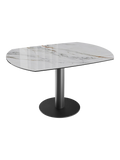 Esstisch New Luna 95/135 x 135 x H77/75 cm, Platte Marmoroptik Fiorentino, Gestell schwarz, ausgezogen, oval