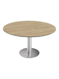 Esstisch New Luna 95/135 x 135 x H77/75 cm, Platte Eiche hell, Gestell Edelstahl gebürstet, geschlossen, rund