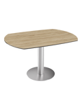 Esstisch New Luna 95/135 x 135 x H77/75 cm, Platte Eiche hell, Gestell Edelstahl gebürstet, ausgezogen, oval