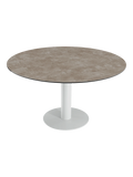 Esstisch New Luna 95/135 x 135 x H77/75 cm, Platte Zementgrau, Gestell weiß, geschlossen, rund