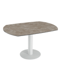 Esstisch New Luna 95/135 x 135 x H77/75 cm, Platte Zementgrau, Gestell weiß, ausgezogen, oval