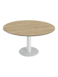 Esstisch New Luna 95/135 x 135 x H77/75 cm, Platte Eiche hell, Gestell weiß, geschlossen, rund