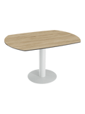 Esstisch New Luna 95/135 x 135 x H77/75 cm, Platte Eiche hell, Gestell weiß, ausgezogen, oval